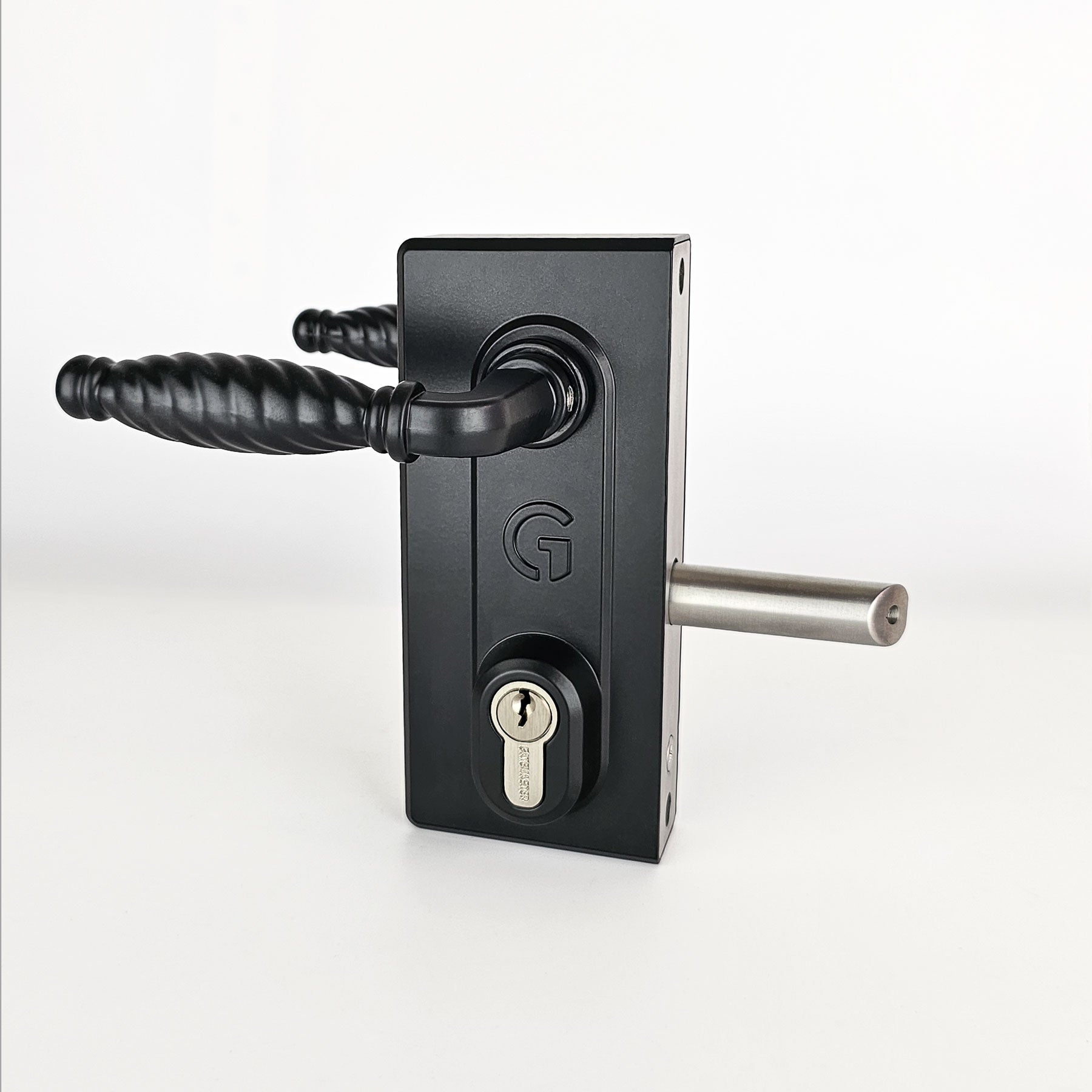 Gatemaster BLD1030T - BLD Superlock 2.0 Keyed Gate Lock - Latch Deadlock - Double-Sided Key Access - Black, Traditional Handle