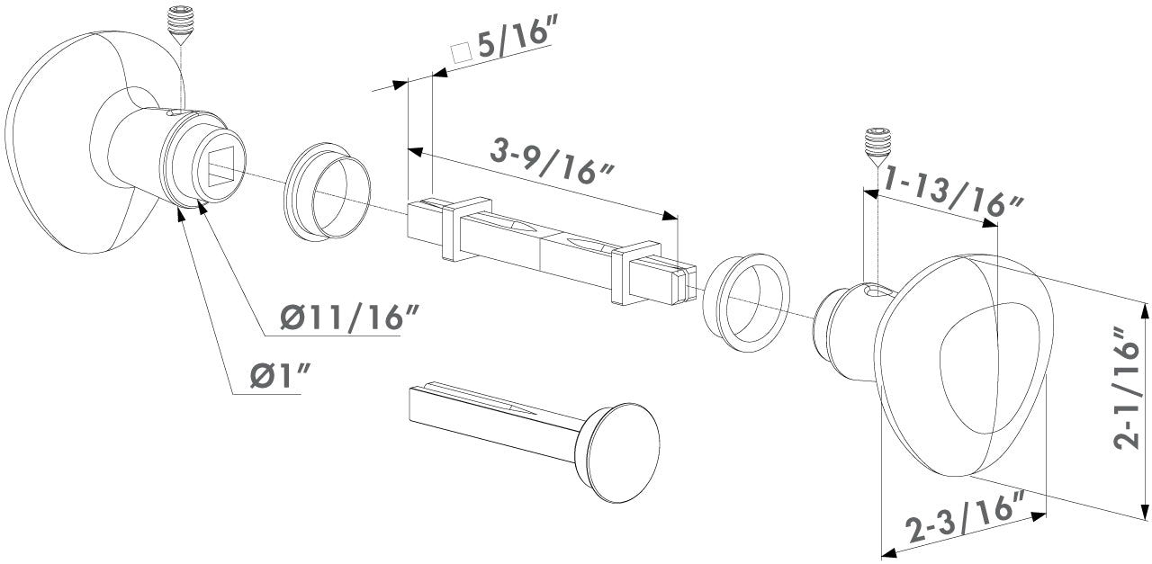 Locinox 3006KR - Manivela redonda de aluminio con semieje