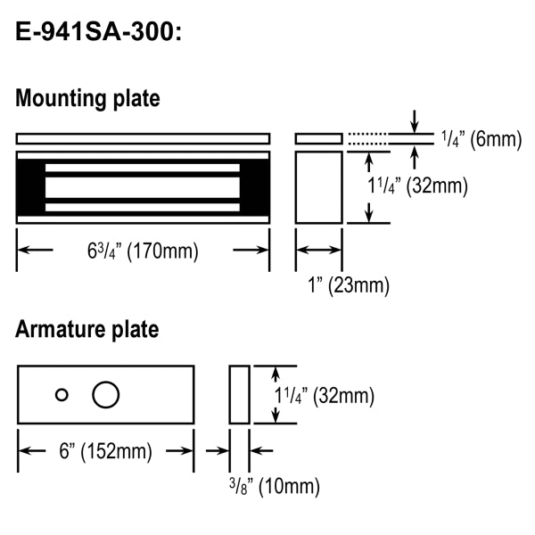 Cerradura magnética Seco-Larm E-941SA-300 para interiores y exteriores, 300 lb, 12 V CC