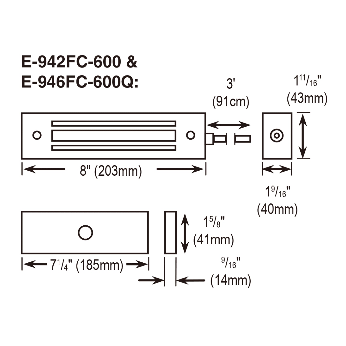 Seco-Larm E-946FC-600Q Electromagnetic Gate Lock, 600-lb