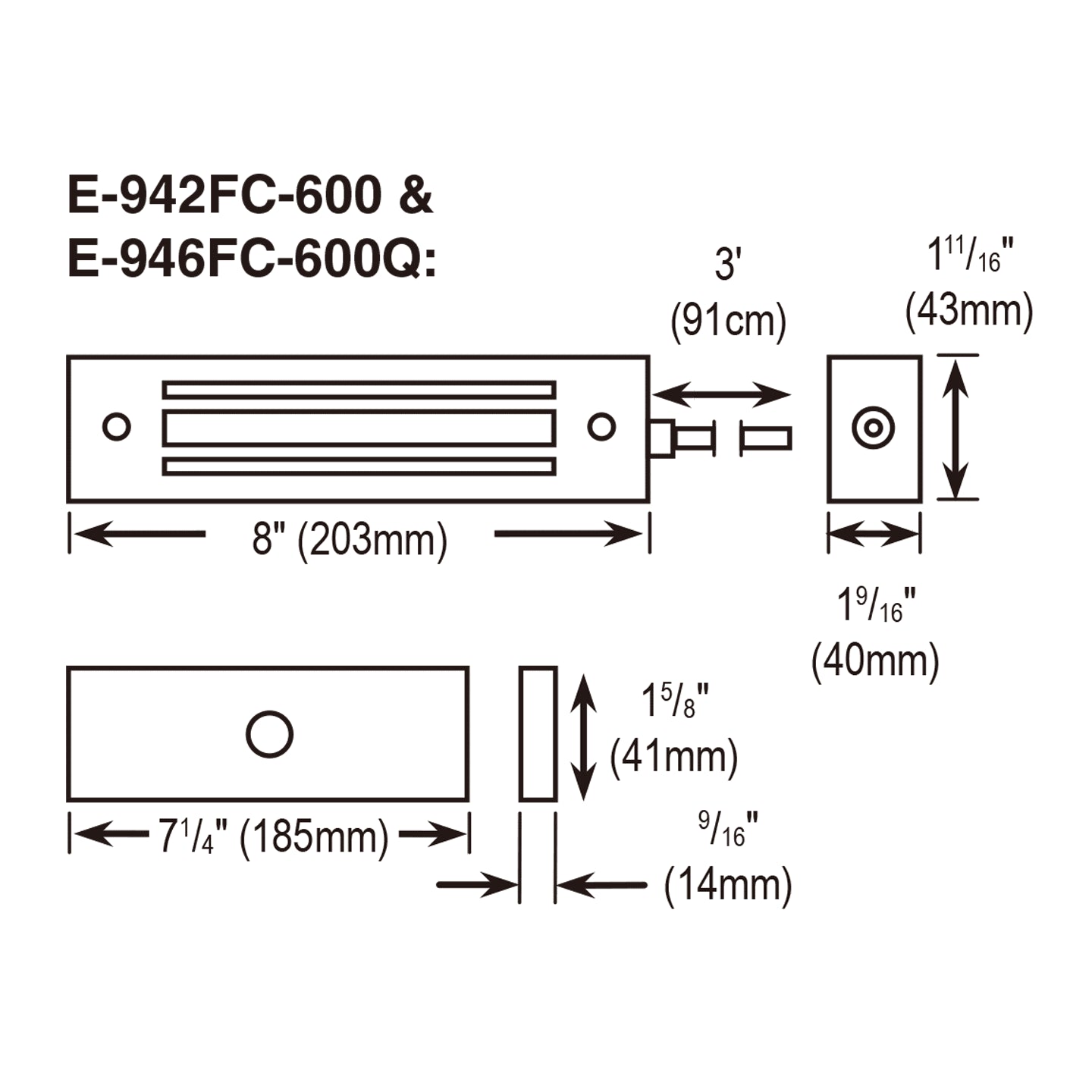 Cerradura electromagnética para portones Seco-Larm E-946FC-600Q, 600 lb