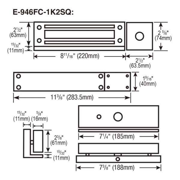 Cerradura electromagnética para portones Seco-Larm E-946FC-1K2SQ de 1200 lb