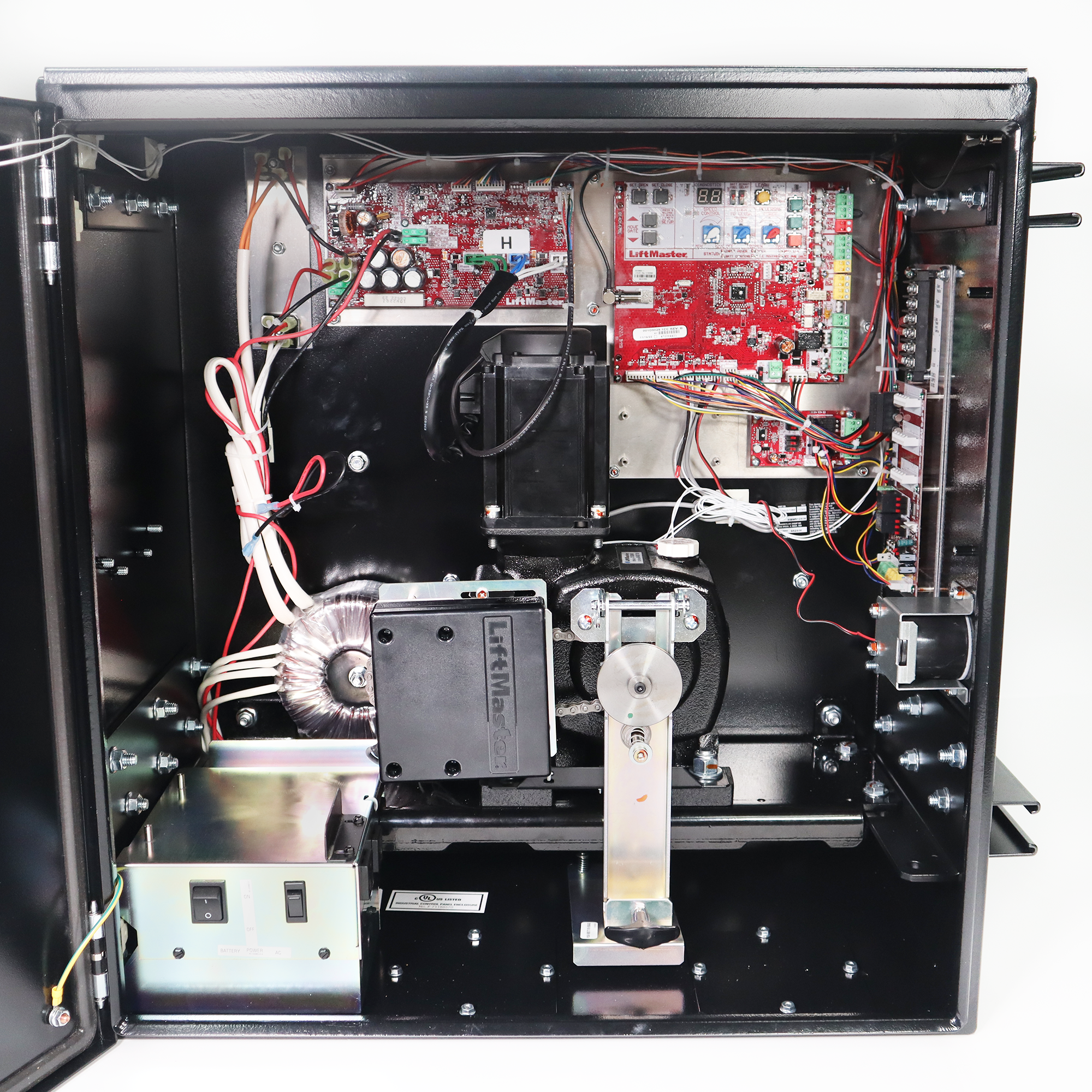 Operador de puerta corrediza industrial de servicio continuo Liftmaster INSL24UL de 24 V CC