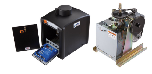 Operador de puerta batiente lineal OSCO SWD-211 de 1/2 HP con batería de respaldo de CC