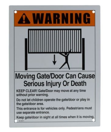 SEÑAL DE ADVERTENCIA UL Liftmaster K40-38471