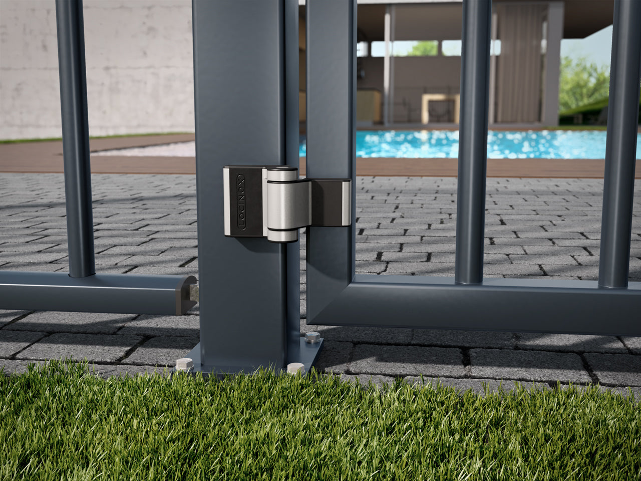 Bisagra de puerta ajustable de 180° de dos vías Locinox PUMA