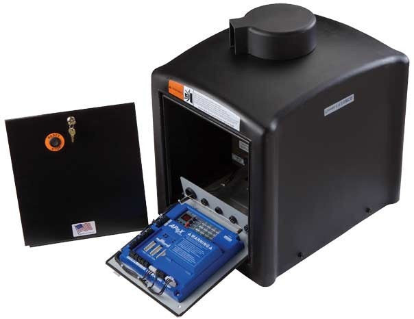 Operador de puerta batiente lineal OSCO SWD-211 de 1/2 HP con batería de respaldo de CC