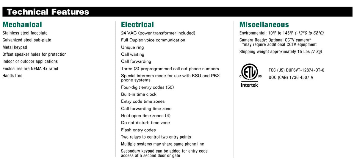 DOORKING 1812 Classic MONTAJE EMPOTRADO - Información técnica