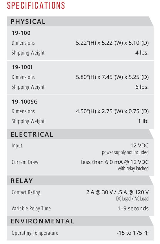 Security Brands Advantage DKLP 19-100 - 100-Code Low-Power Keypad - Specifications