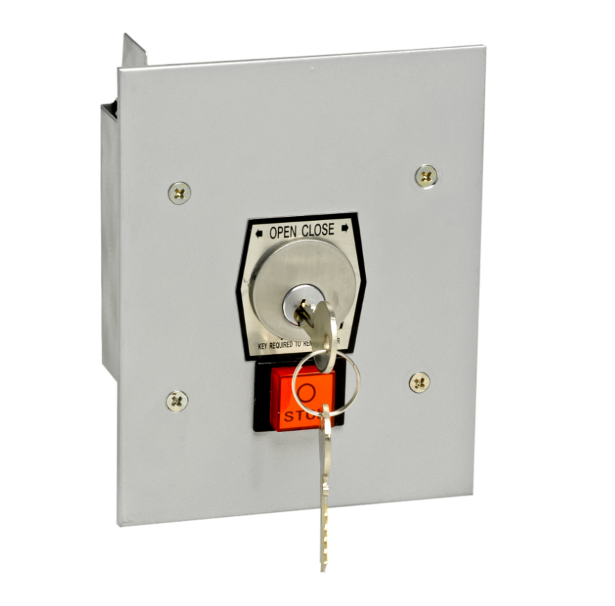 1KFS-X exterior flush-mount tamperproof open/close keyswitch with stop button