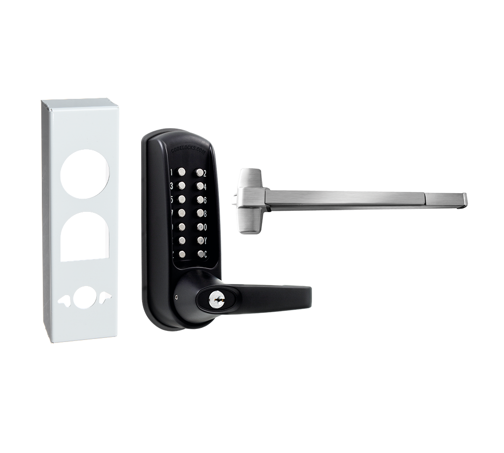 D&D Technologies Codelocks CL600 gate panic hardware kit, black marine grade latch