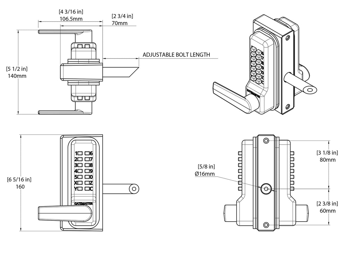 Gatemaster BDGSRR4060 - BDGSRR Superlock 2.0 Code Gate Lock - RapidReset Code - Single-Sided Keypad - 1-1/2" - 2-3/8" Gate Frames - Presupuesto