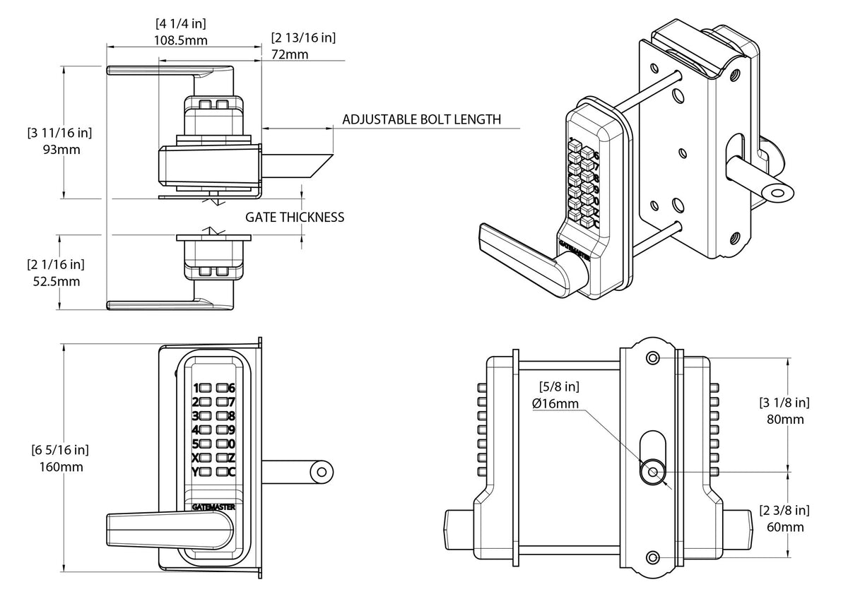 Gatemaster BDGSWRR - BDGSW Superlock 2.0 RapidReset Gate Lock - Fixed Surface Mounted - Single-Sided Keypad - Presupuesto