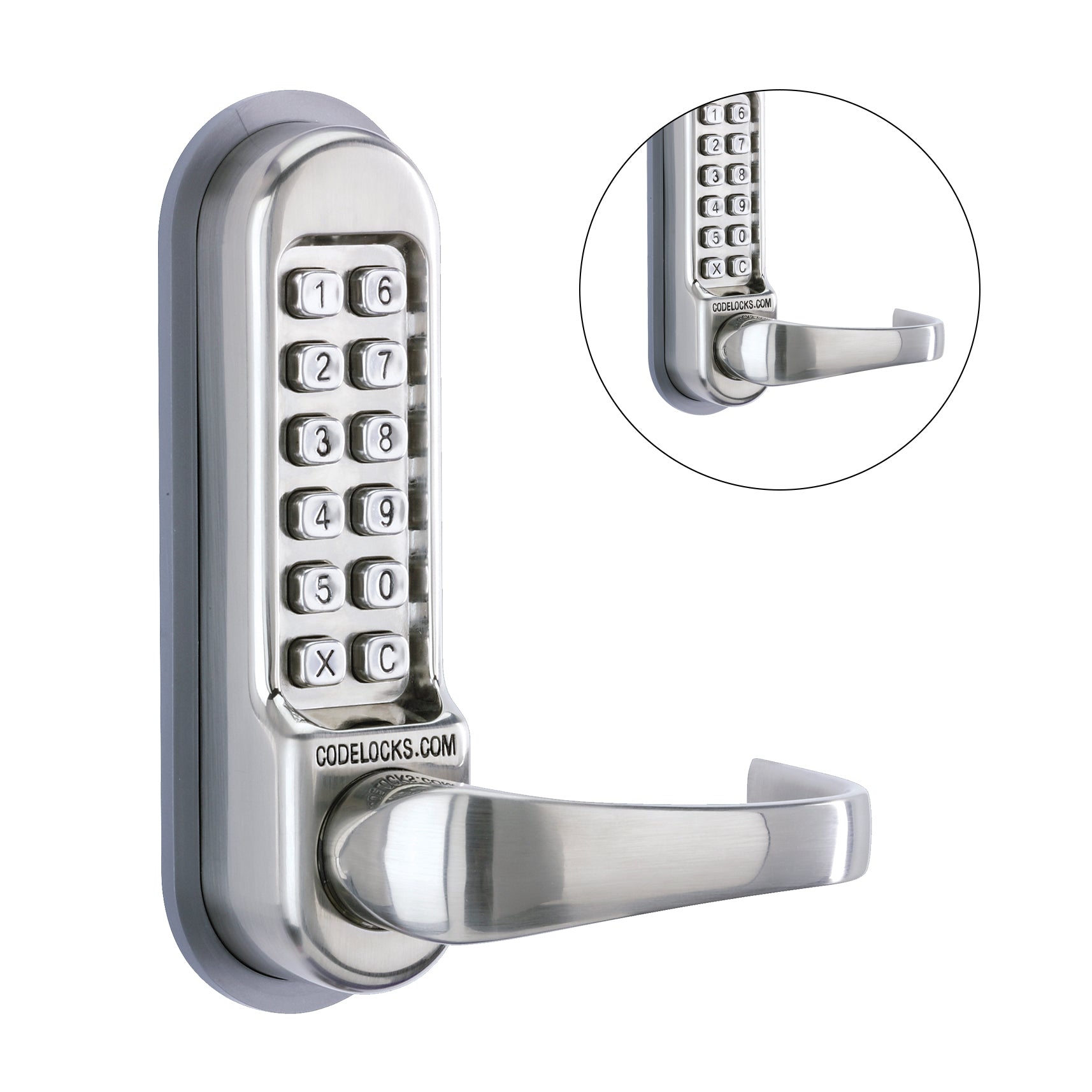 D&D Technologies Codelocks CL510 back to back keypad lever lock, stainless steel