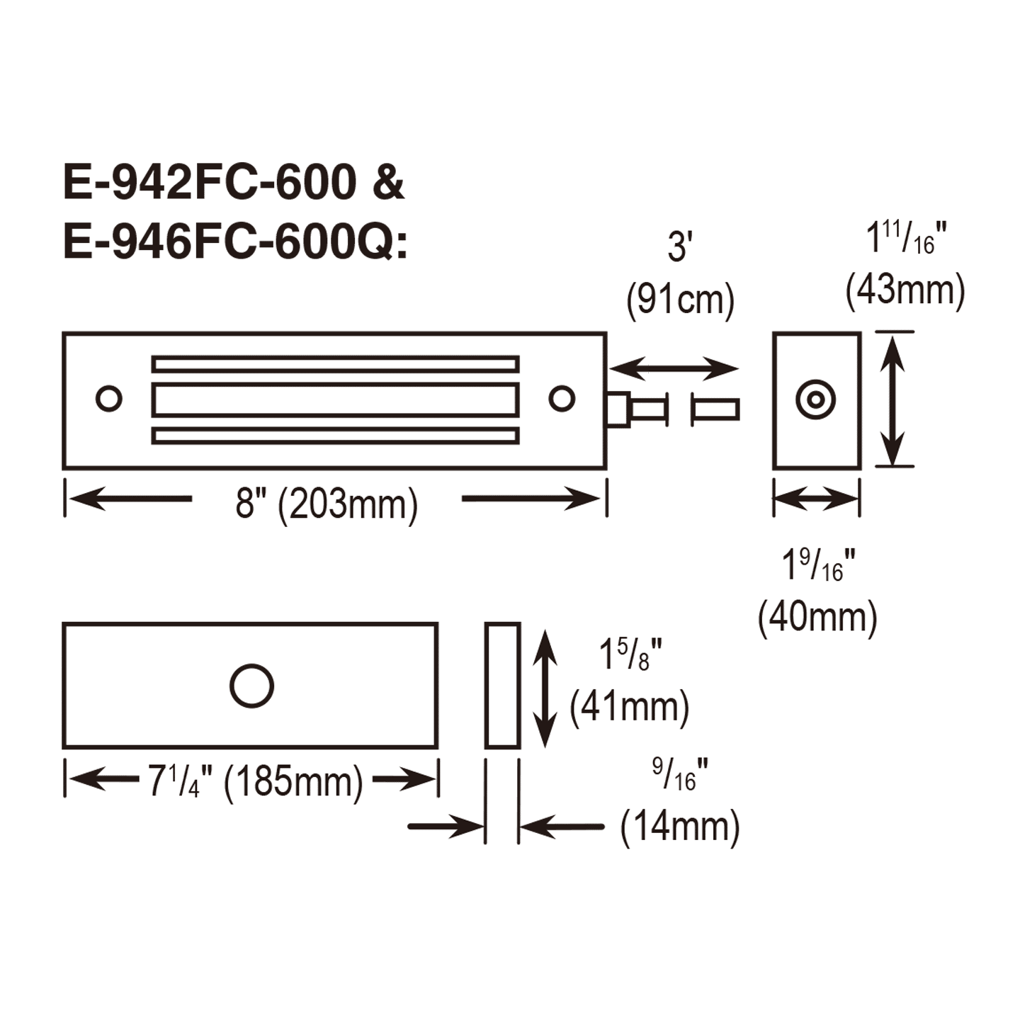 Seco-Larm SEA E-942FC-600 Maglock, 600LB, Weatherproof