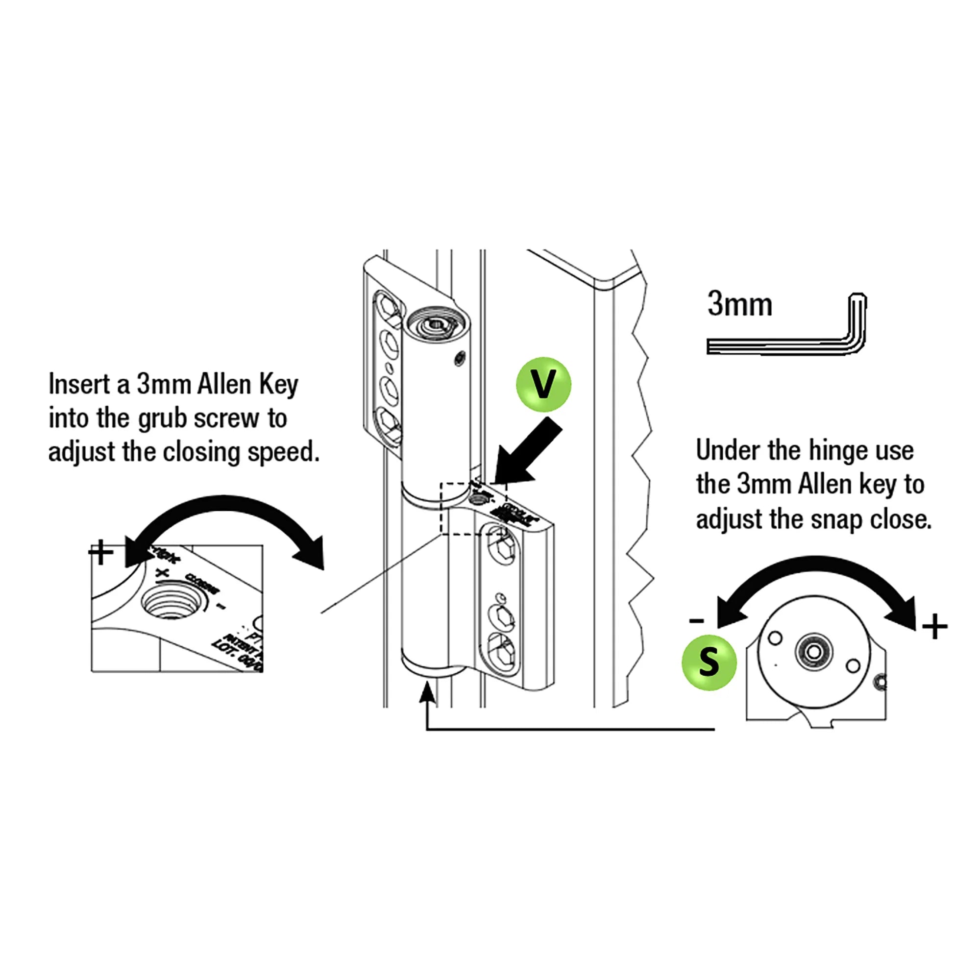 D&D Technologies 77180743L - SureClose MK180 Self-Closing Hinge - Left Handed