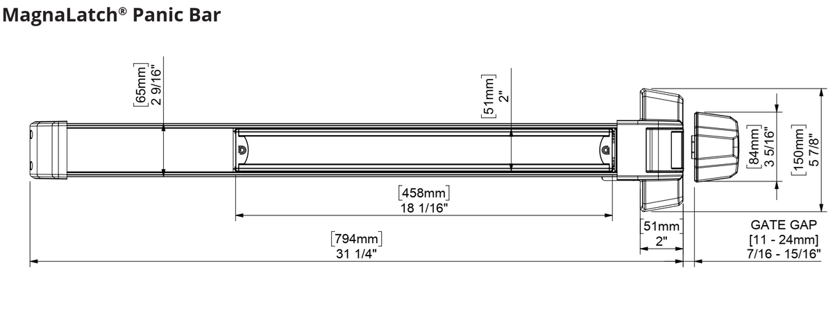 D&D Technologies ML3PB36R MagnaLatch Panic Bar - Presupuesto