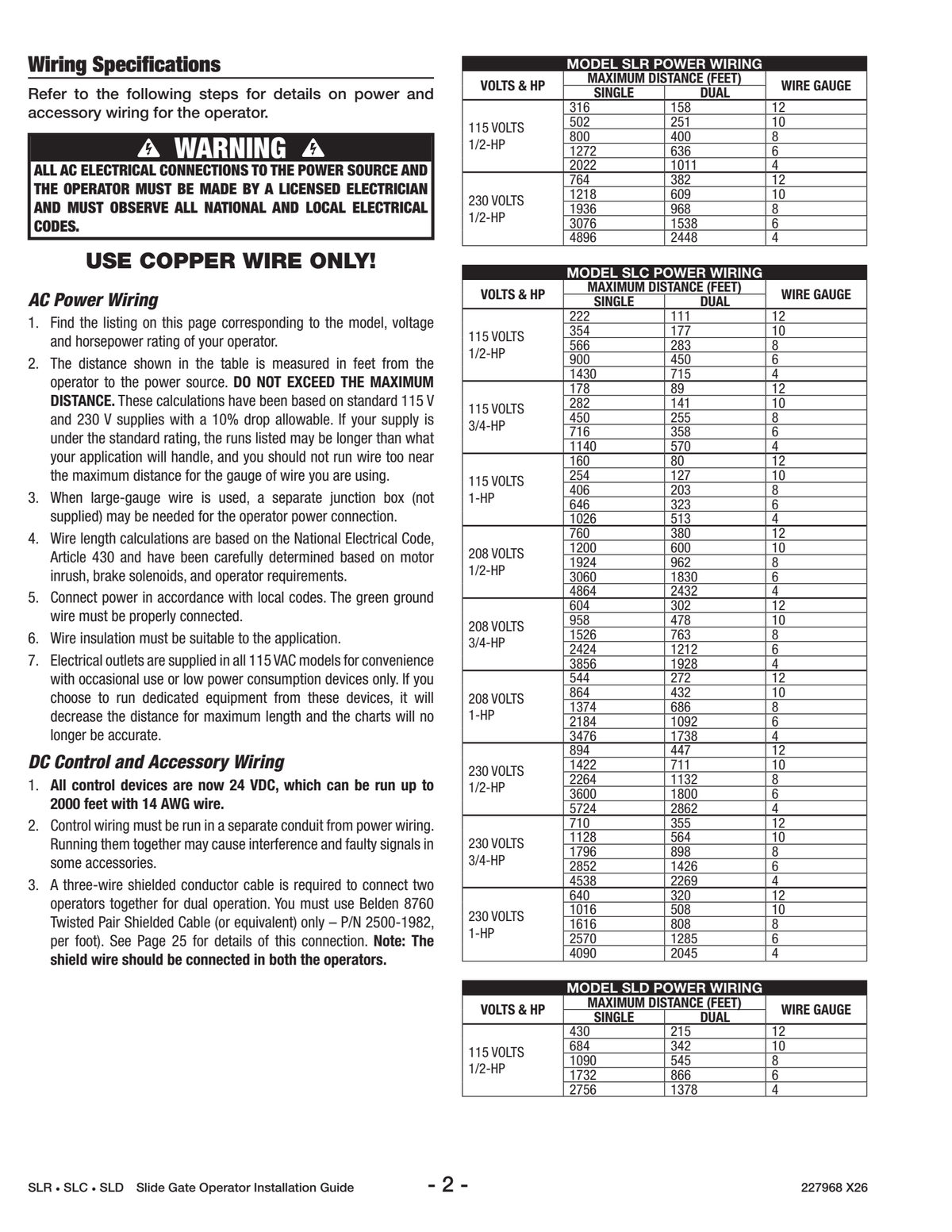 OPERADOR DE PUERTA CORREDIZA LINEAL OSCO SLD-211 DE 1/2 HP - Información técnica