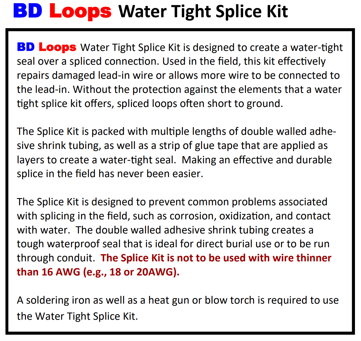 BD Loops Water-Tight Splice Kit – Protec Controls