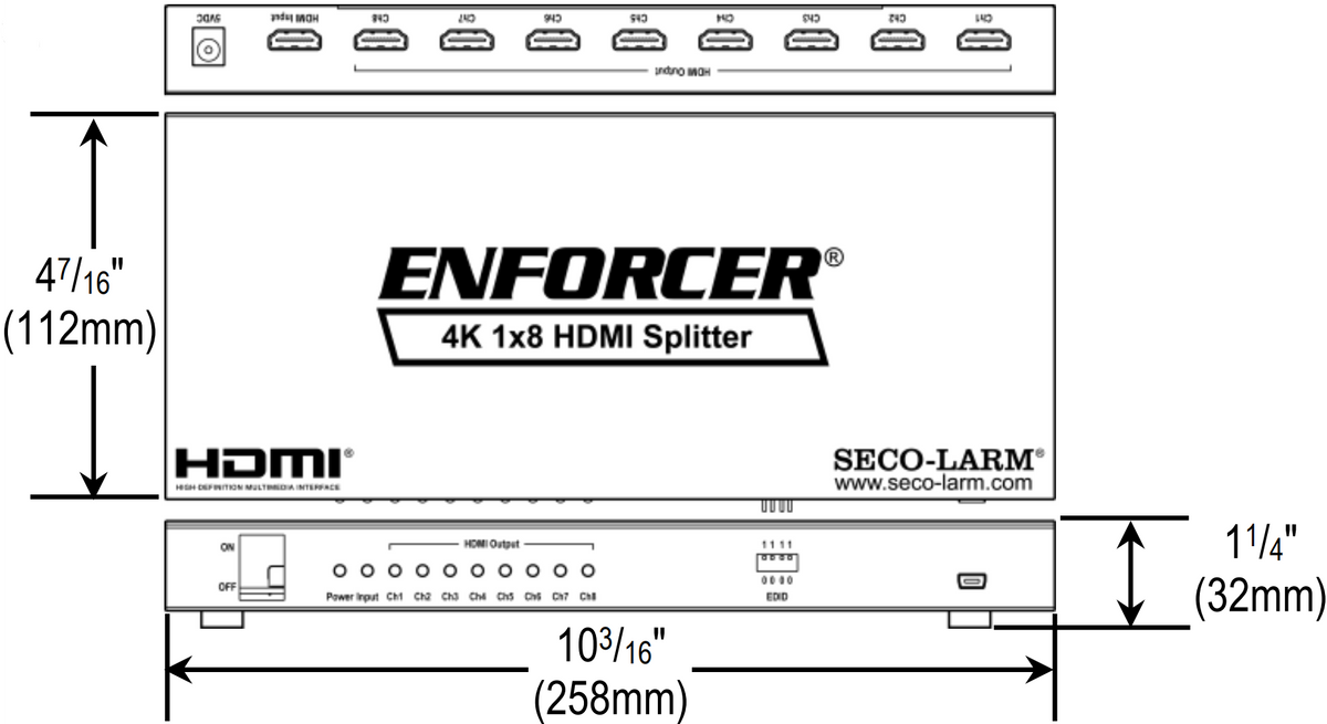 Seco-Larm MVD-AH18-01Q Divisor HDMI hasta 8 - Información técnica