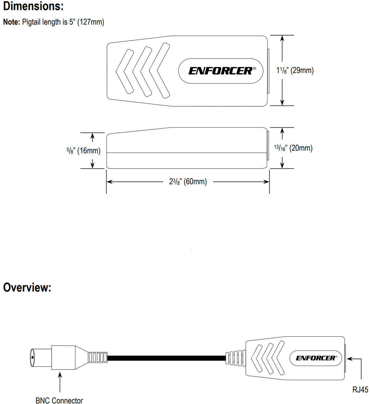 Seco-Larm NE-SE01-020Q Basic Passive 1 Channel Ethernet Extender - Technical information