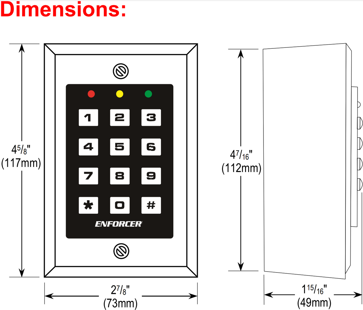 Seco-Larm SK-1011-SDQ Indoor Stand Alone Keypad, 1000 Users - Technical information