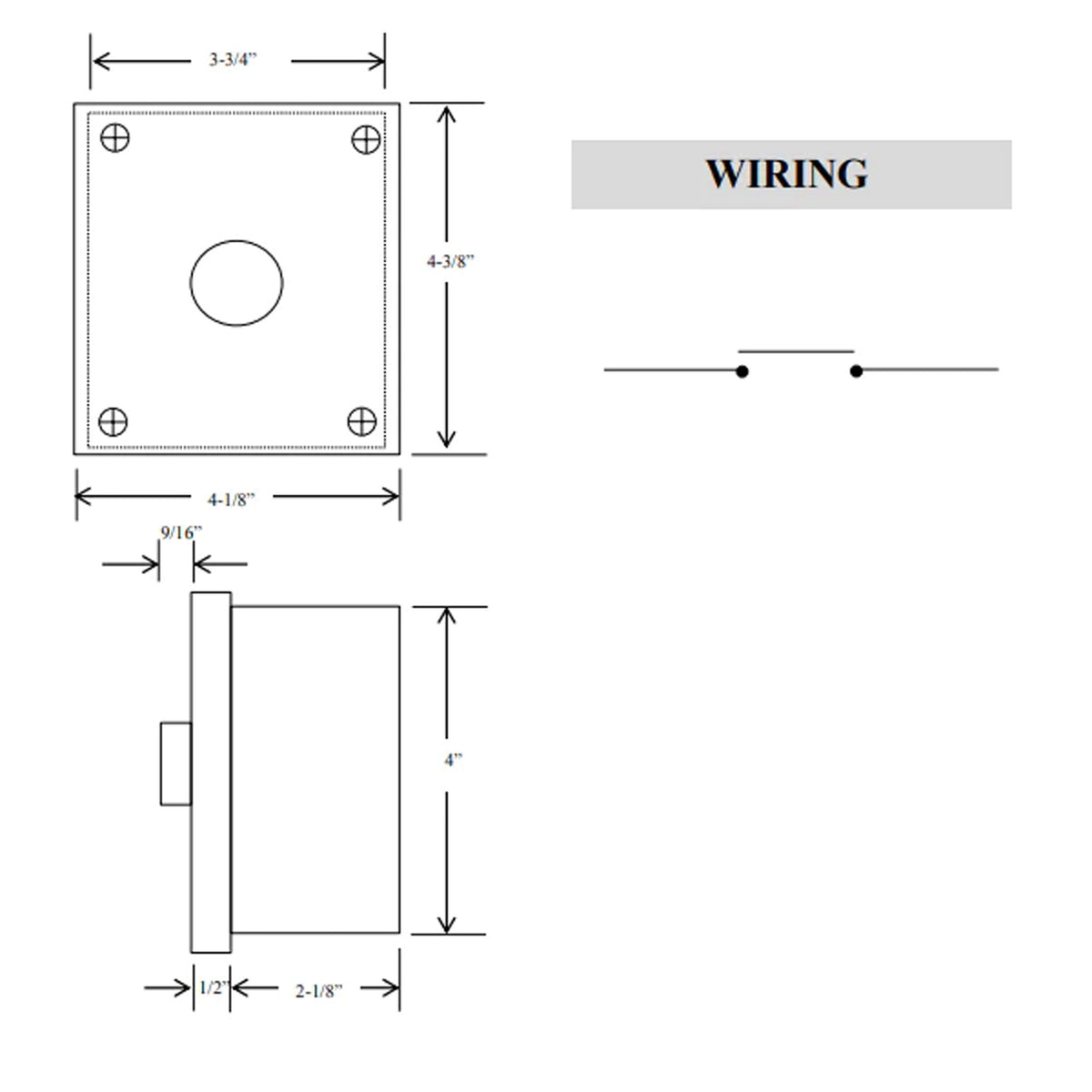 Control exterior de un solo botón 1BX (metal) - Información técnica