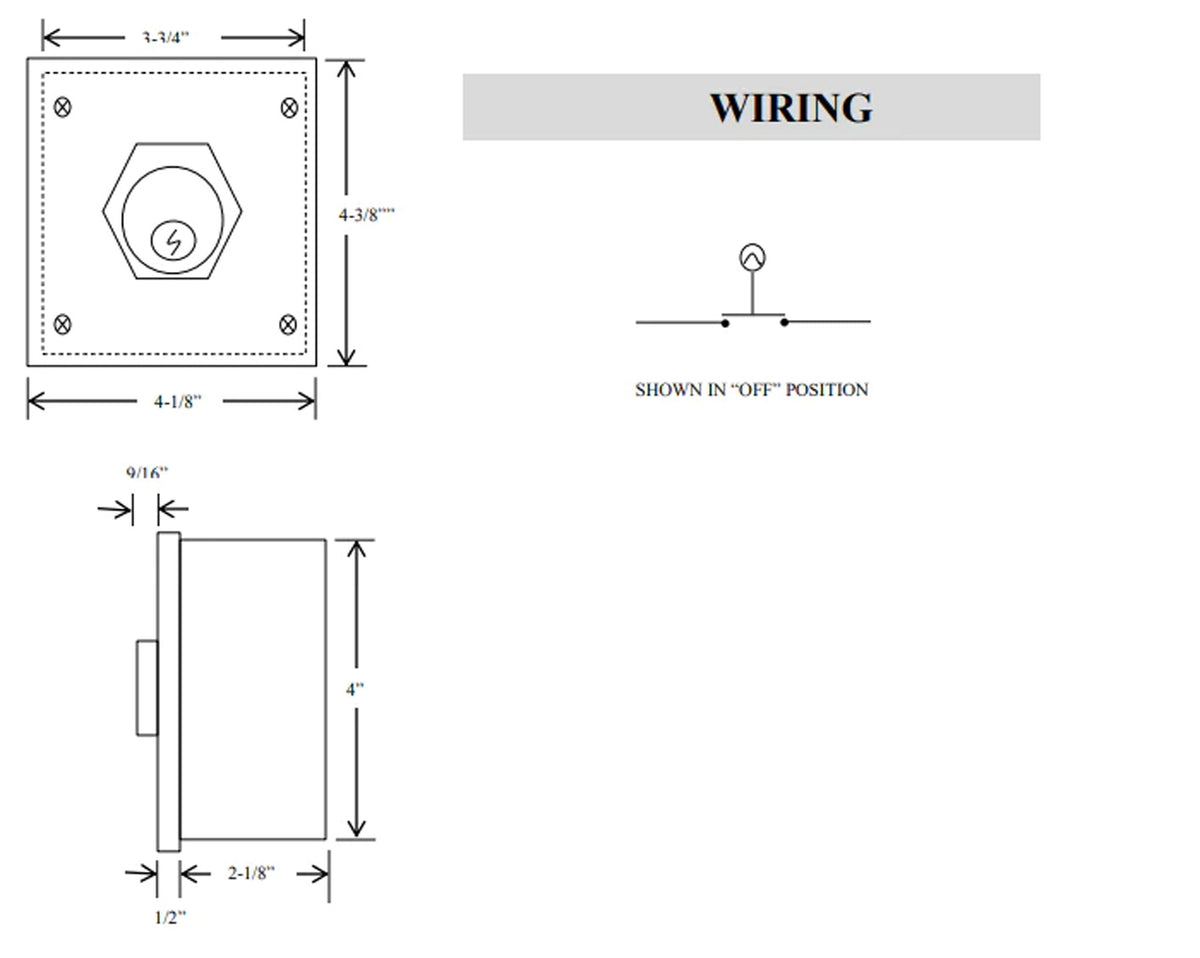 1KXL Exterior Key Switch w/ Lockout Control - Technical information