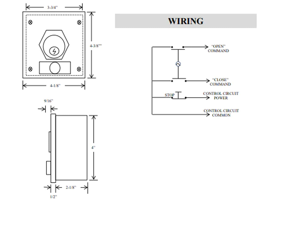 1KXS-SLF Tamperproof Exterior Key Switch w/ Stop Button S Type Large Format - Technical information