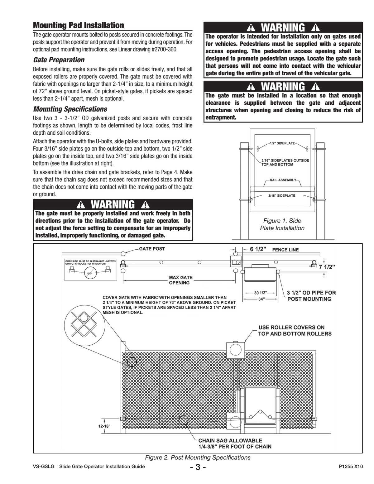 Linear OSCO VS-GSLG-743 2 HP Variable Speed Slide Gate Operator - Technical information