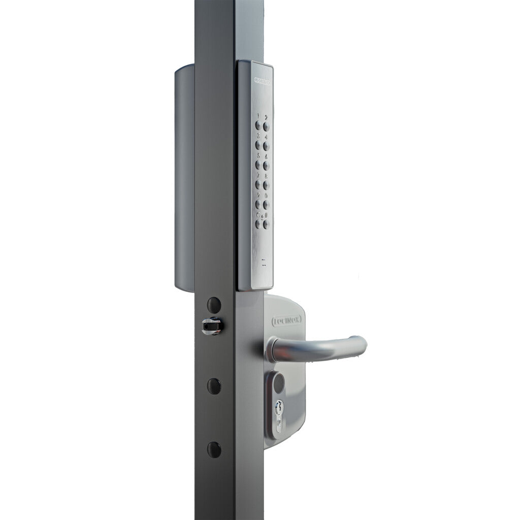 Locinox LNKQ40C1LVCAPUB2-9005 VOLTA - Surface mounted lock with external battery powered Single-Sided keypad & Free Exit Push Paddle - Black