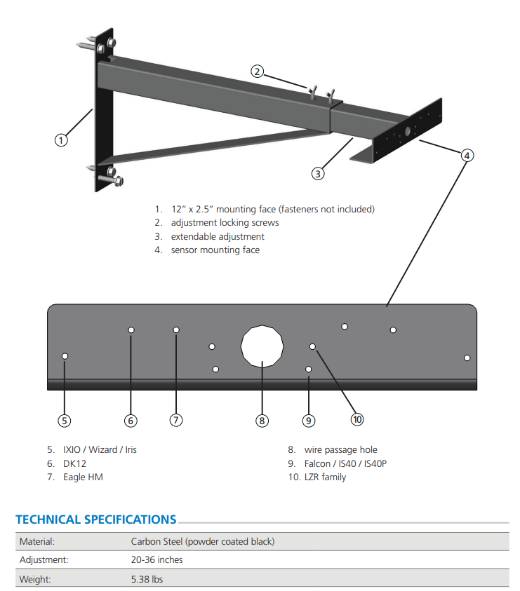 Soporte de servicio pesado BEA ***Ahora 10INDBRACKET - SOPORTE INDUSTRIAL*** - Información técnica