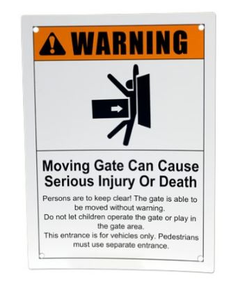 Liftmaster K40-3505 WARNING SIGN, PLASTIC, "MOVING GATES"