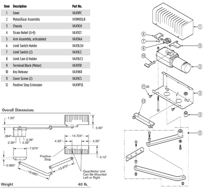 Viking X-9 Articulated Arm Assembly -  VAX9AA